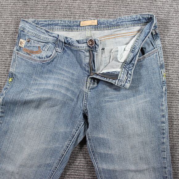 Rock Revolution Jeans Womens 30 Blue Bootcut Light Wash Whiskered - Picture 3 of 10